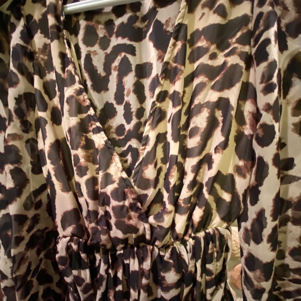 New! Leopard Print Long Sleeve Maxi Dress - Picture 5 of 5
